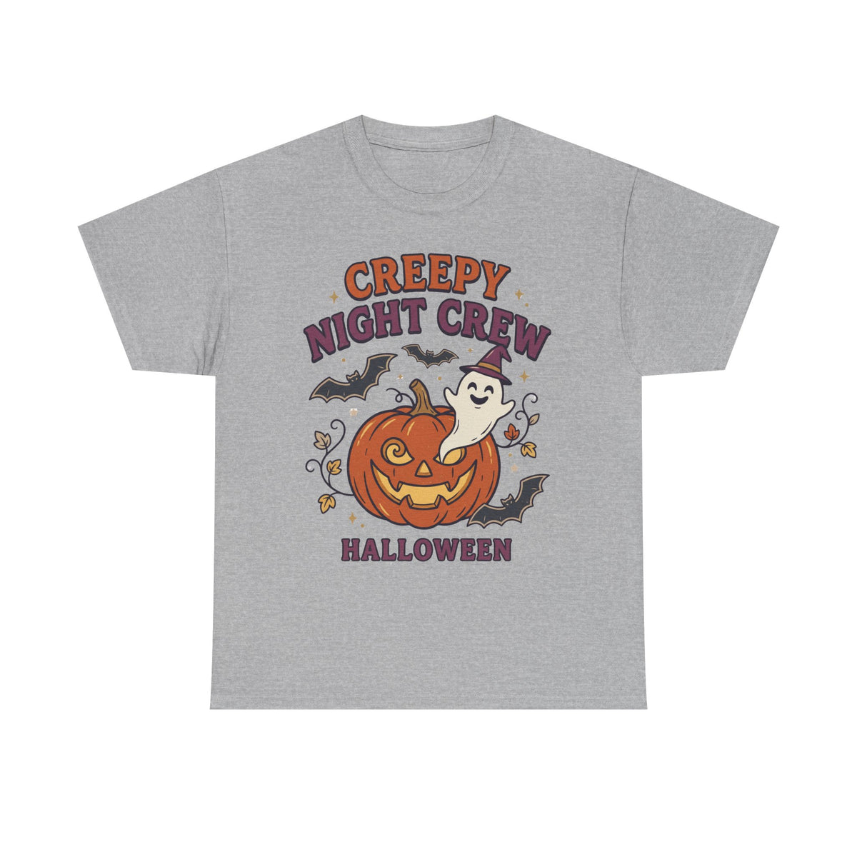 Creepy Night Crew Halloween T‑Shirt — Pumpkin & Ghost Graphic Tee