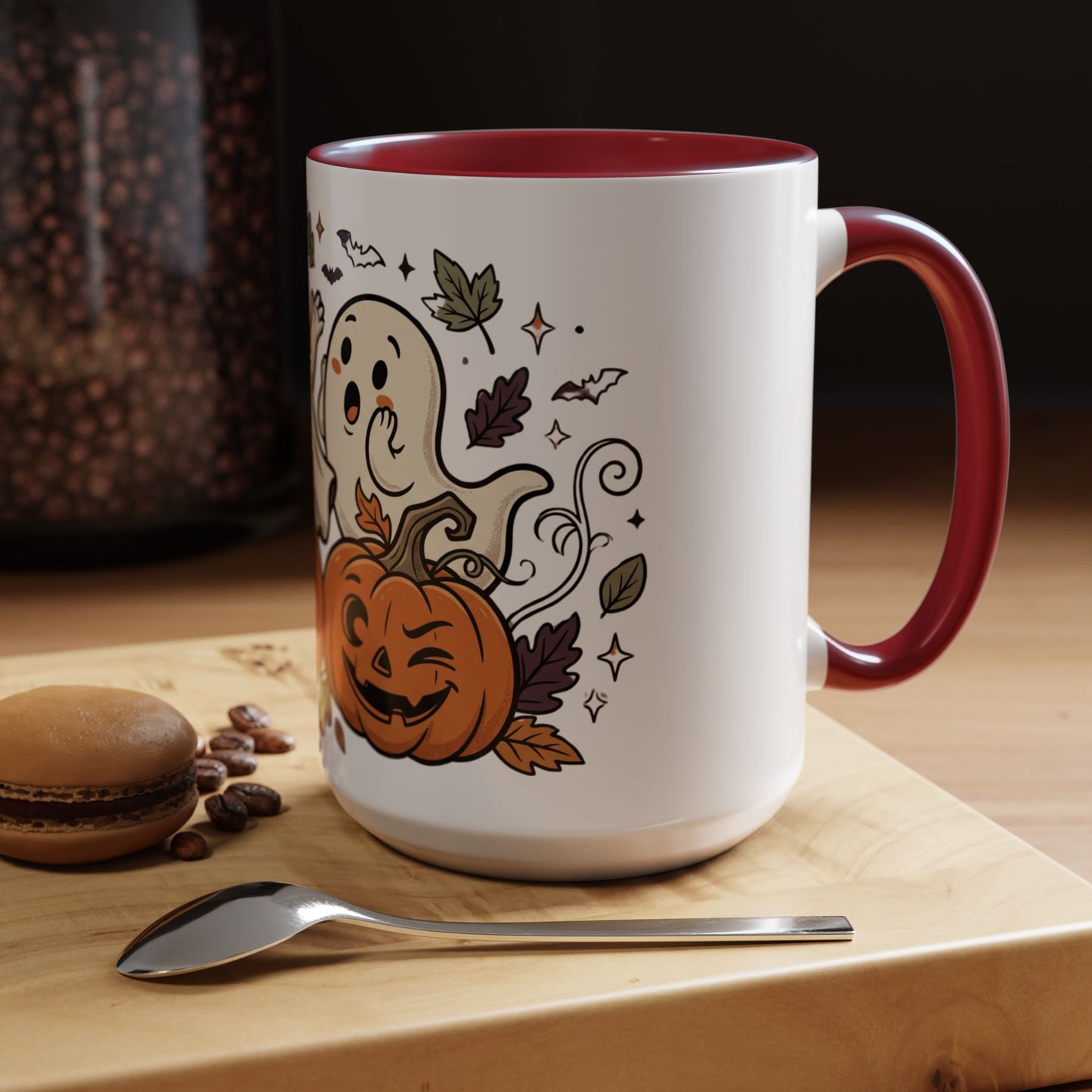 Halloween Ghosts & Pumpkins Coffee Mug — Cute Spooky Accent Mug (11/15oz)
