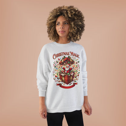 Christmas Magic Crewneck Sweatshirt — Santa Gift Box Holiday Pullover
