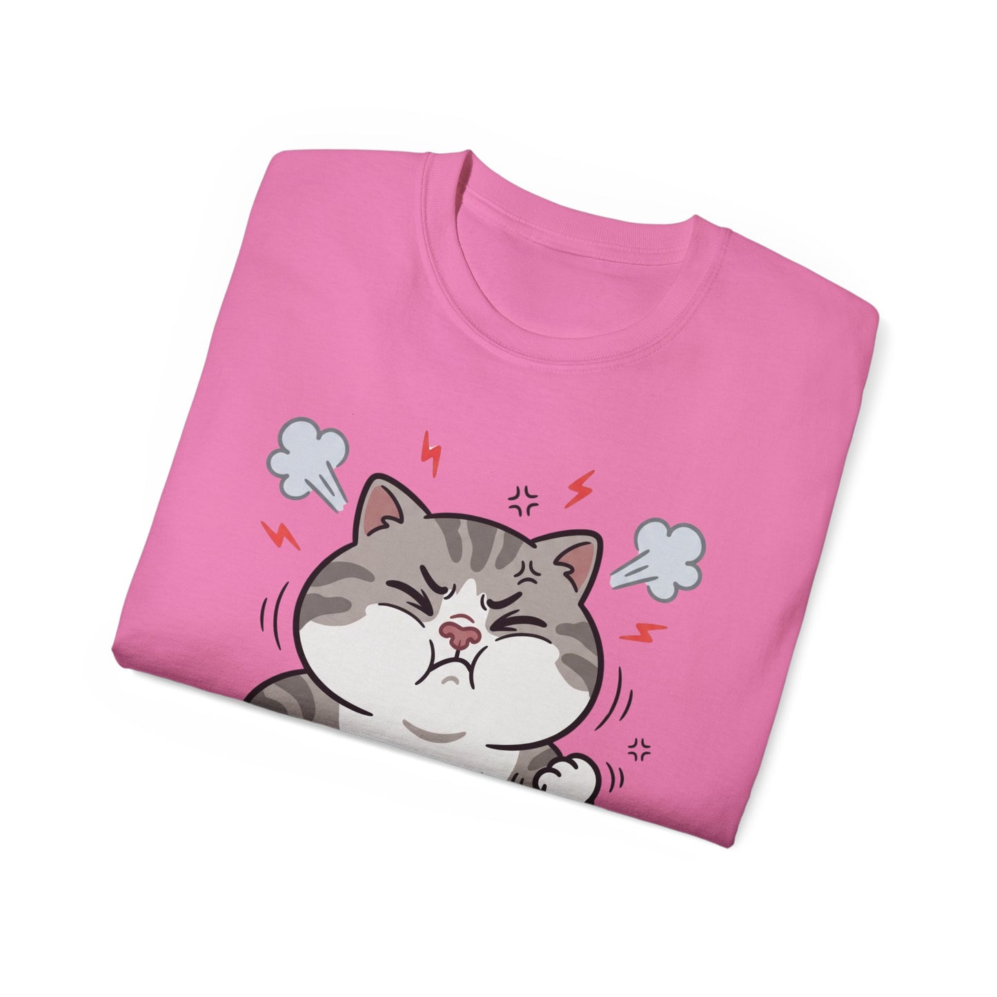 Angry Cute Cat T-Shirt — Cartoon Grumpy Kitty Graphic Tee