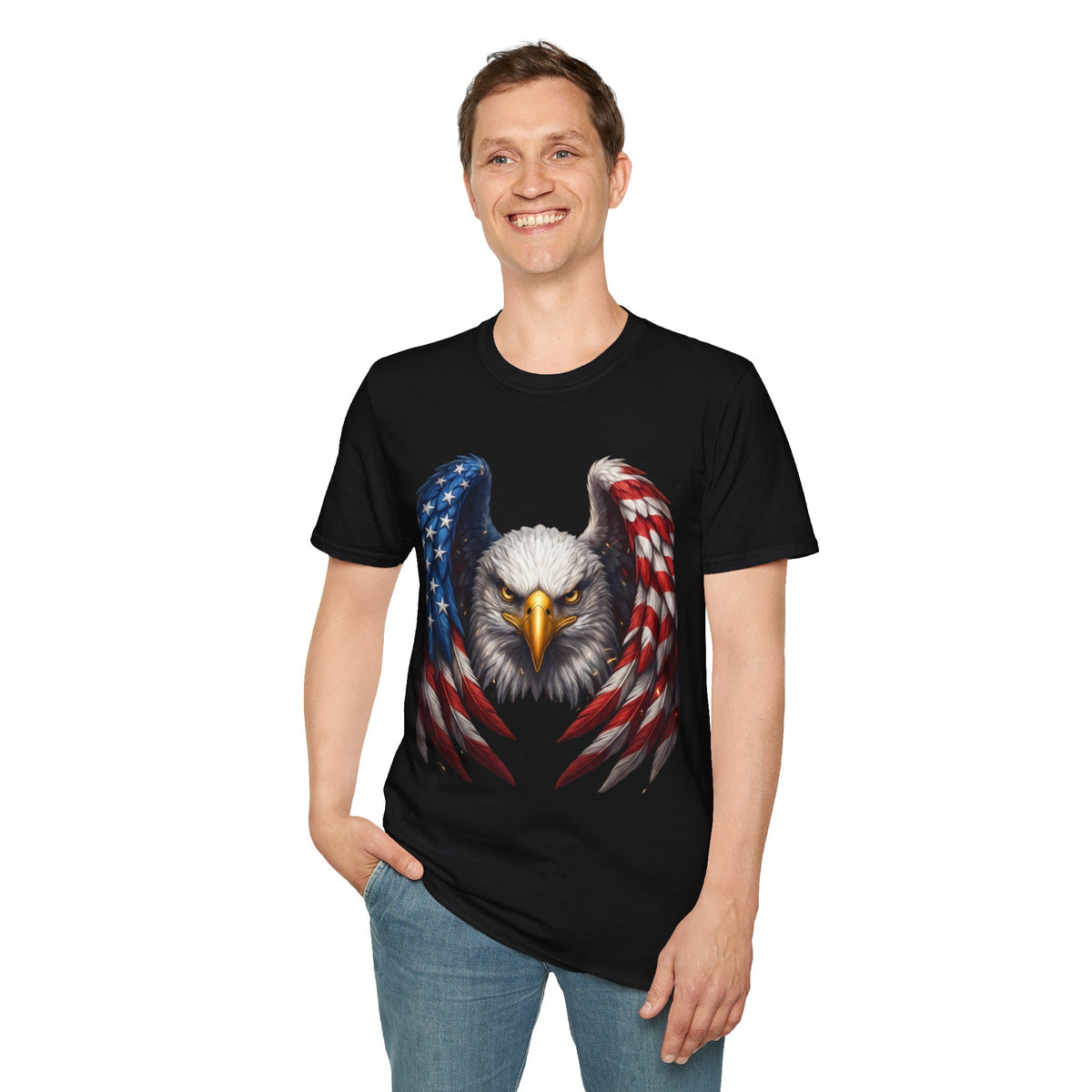 Patriotic Eagle T-Shirt — American Flag Wings Graphic