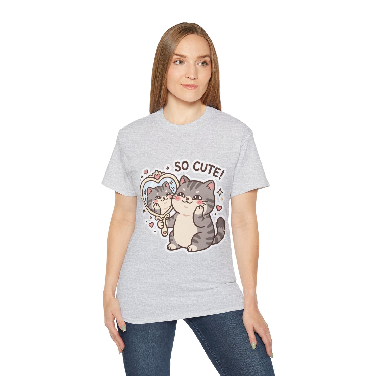 Cute Cat Mirror Tee - "So Cute!" Kawaii Cat T-Shirt
