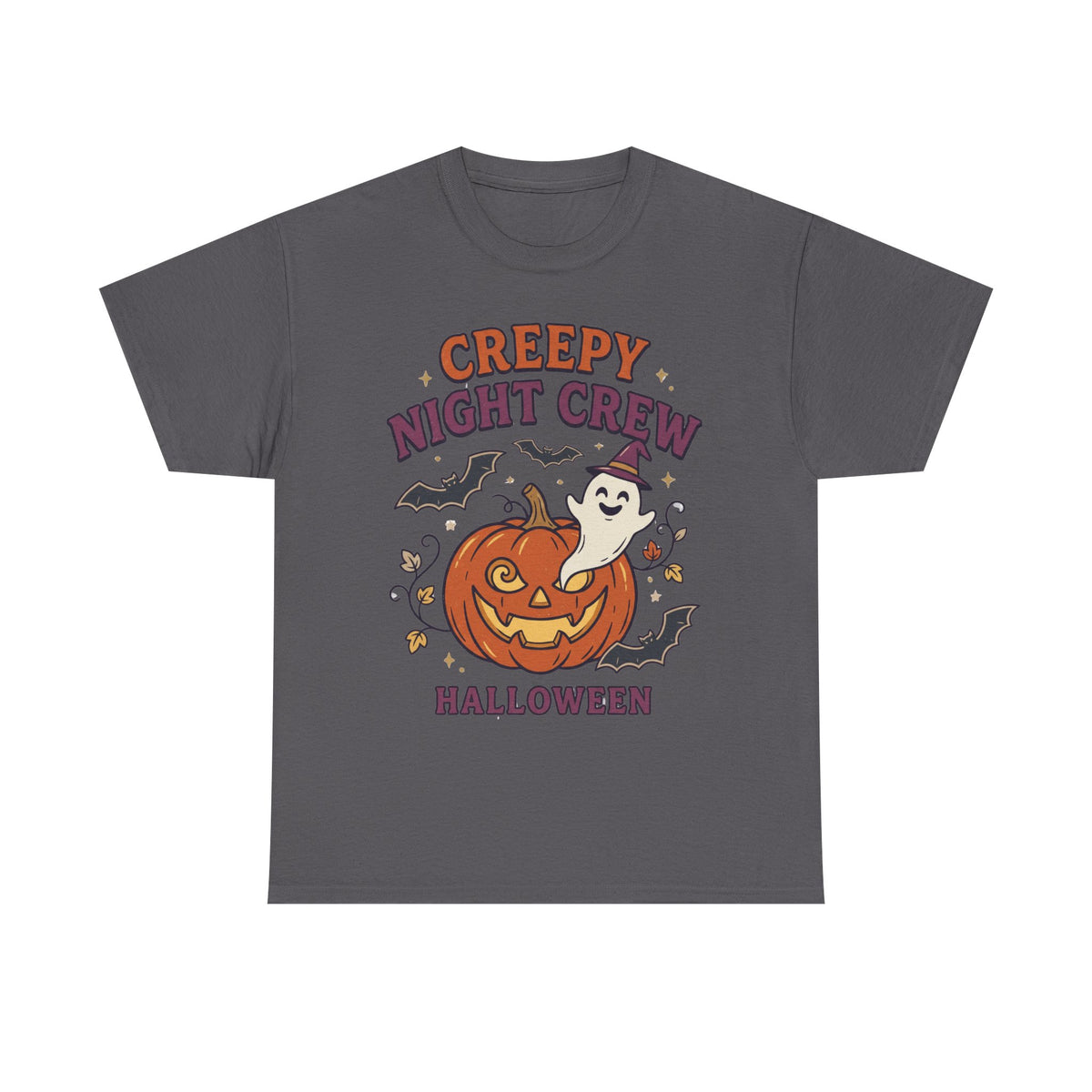 Creepy Night Crew Halloween T‑Shirt — Pumpkin & Ghost Graphic Tee