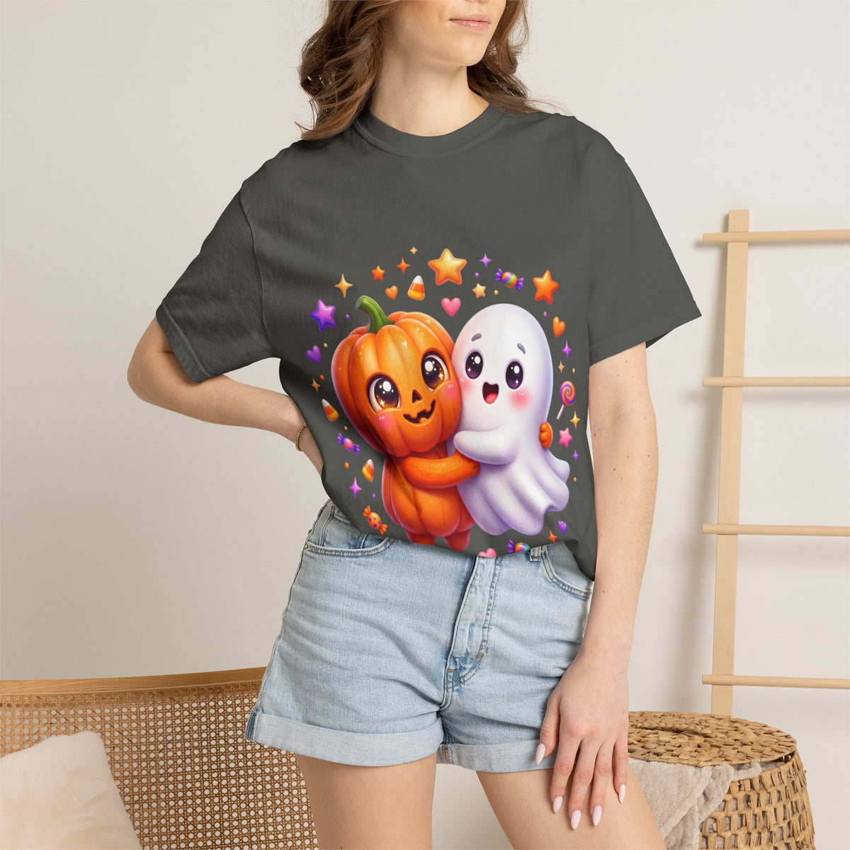 Halloween Pumpkin & Ghost T-Shirt — Cute Spooky Friends Graphic Tee