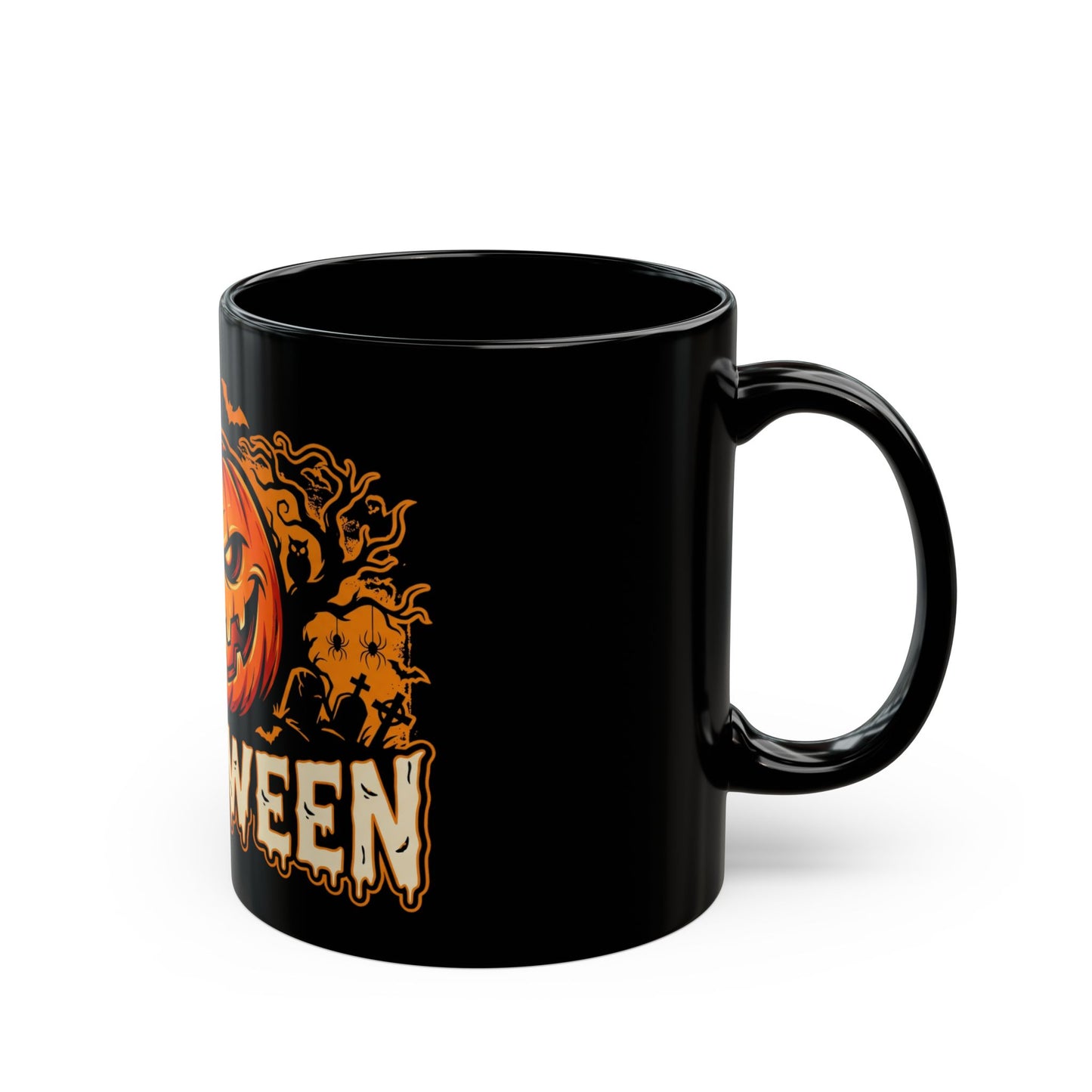 Halloween Pumpkin Black Mug – Spooky Jack-o'-Lantern Coffee Cup (11oz & 15oz)