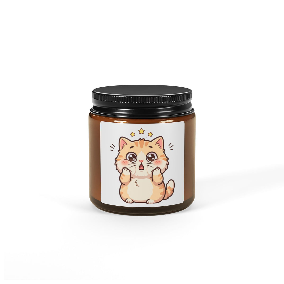 Kawaii Starry Cat Soy Candle — Amber Jar Scented Candle (Multiple Sizes)