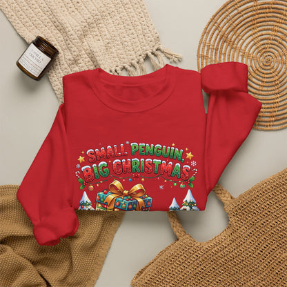 Penguin Christmas Crewneck Sweatshirt — "Small Penguin Big Christmas" Holiday Pullover