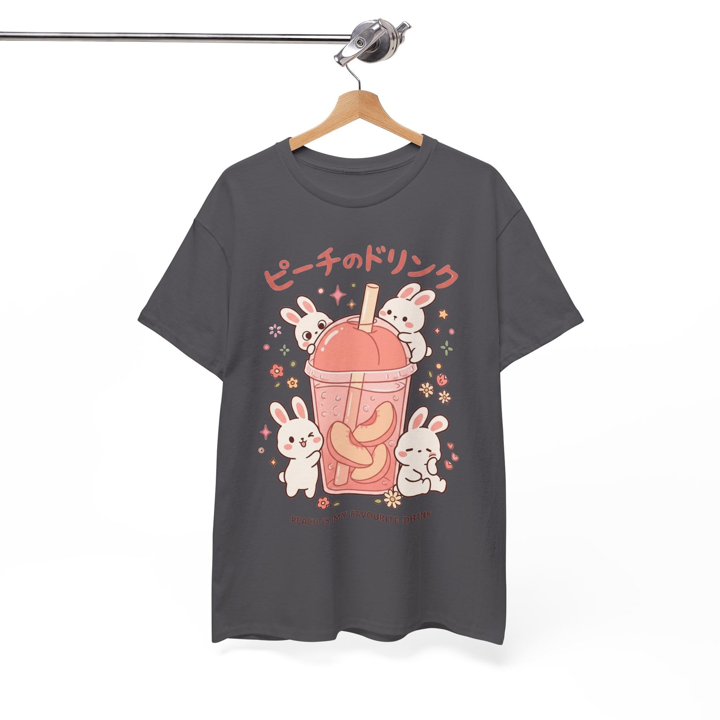Peach Drink Cute Bunny T-Shirt