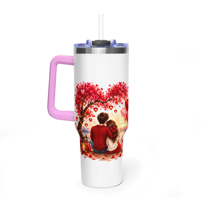 40oz Love-Themed Thermal Tumbler with Handle