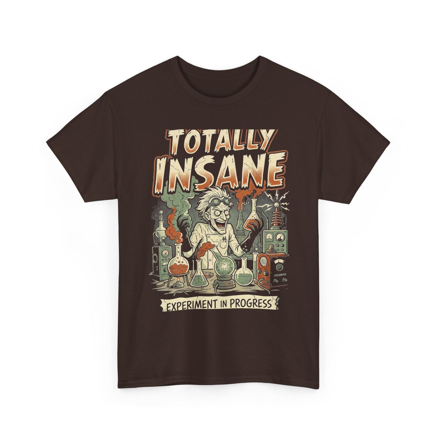 Totally Insane Graphic Tee — Retro Mad Scientist Horror Shirt