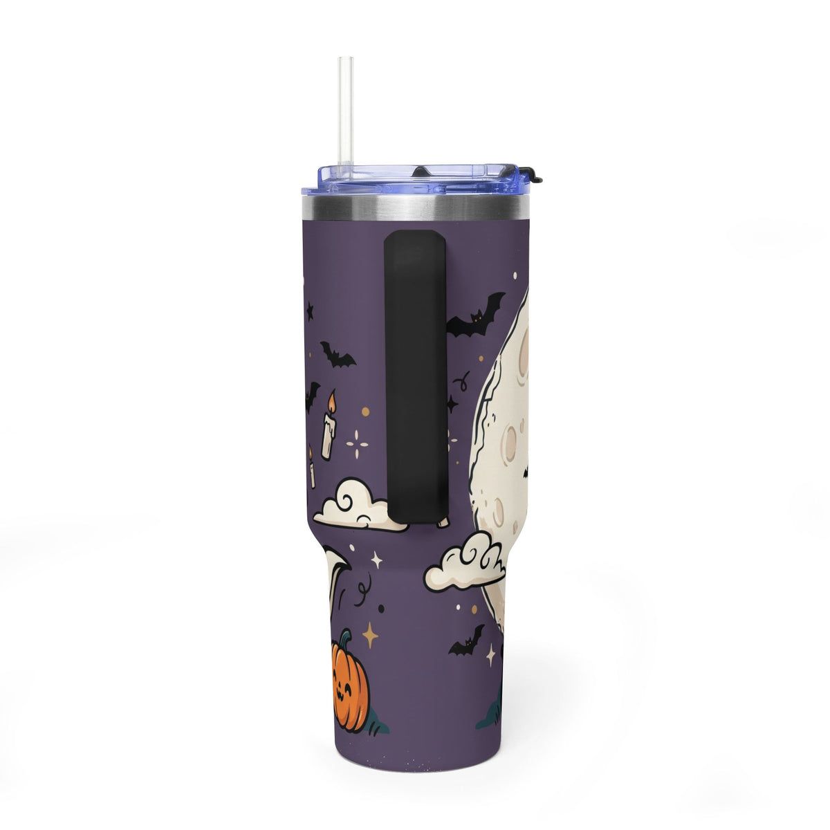 40oz Halloween Ghost Thermal Tumbler with Pumpkin and Black Cat