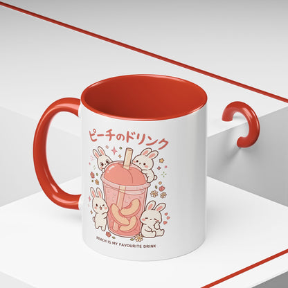 Peach Drink Bunny Mug — Cute Kawaii Coffee Tea Cup (11/15oz)