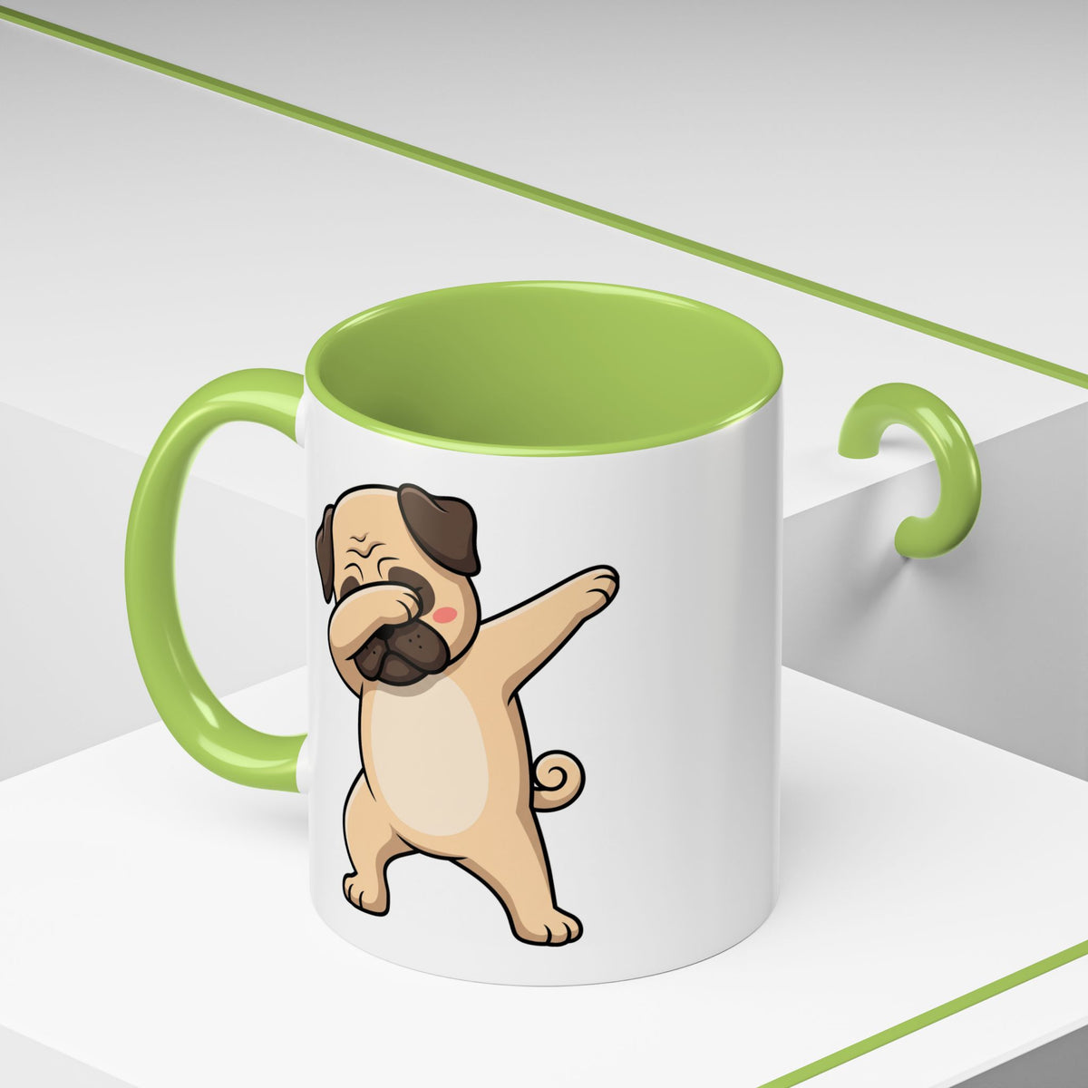 Dabbing Pug Coffee Mug — Cute Dog Accent Mug (11/15 oz)