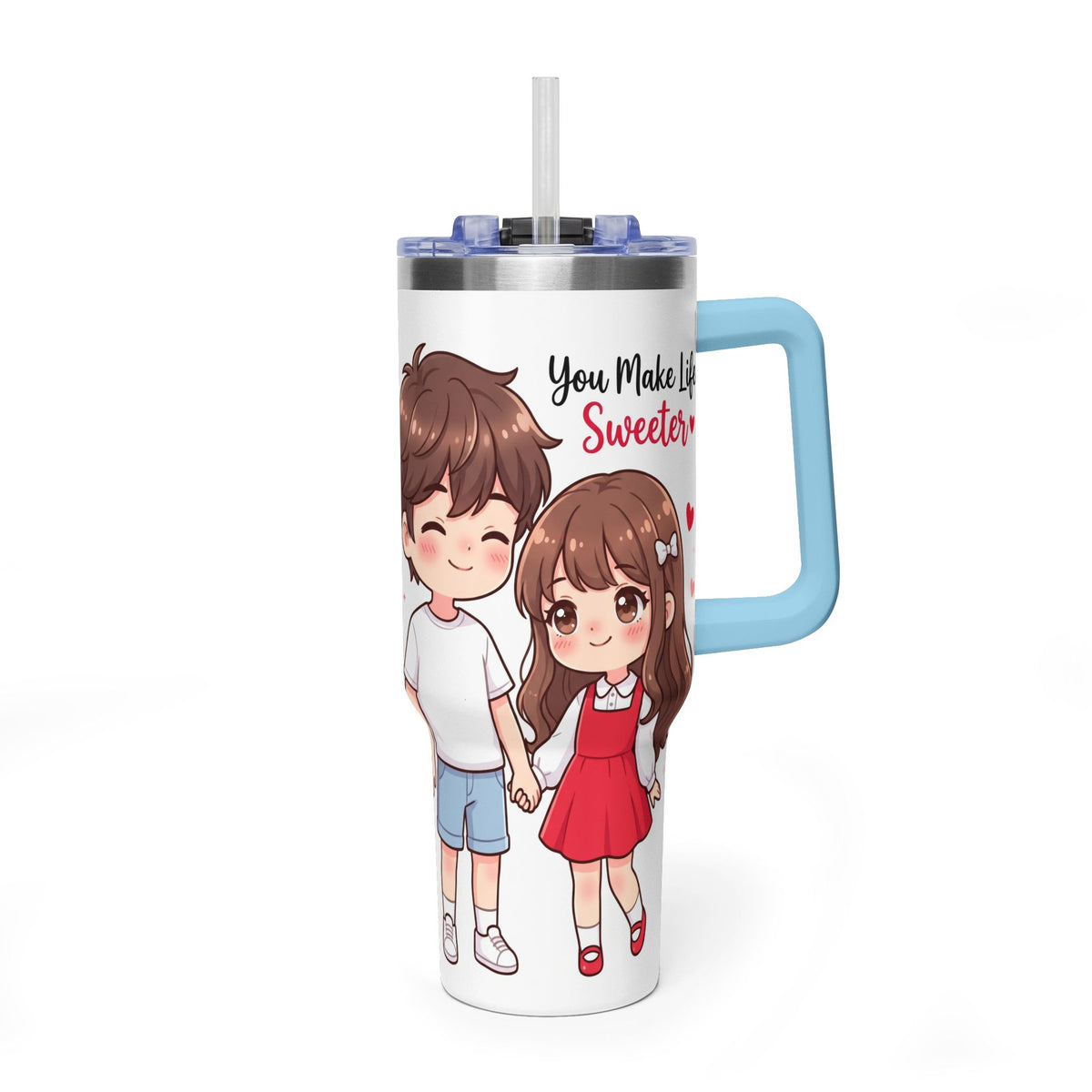 Cute Blushing Boy 40oz Vacuum Thermal Tumbler