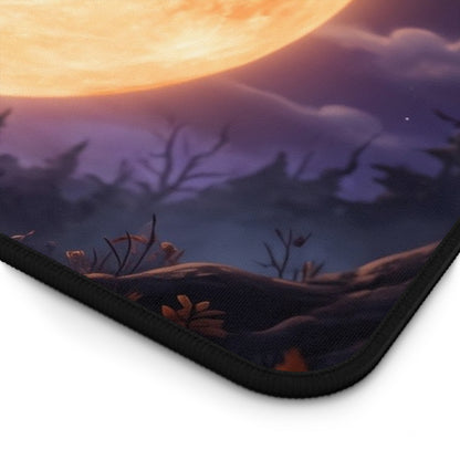 Cute Halloween Bat Desk Mat – Moonlit Pumpkin Office Mouse Pad