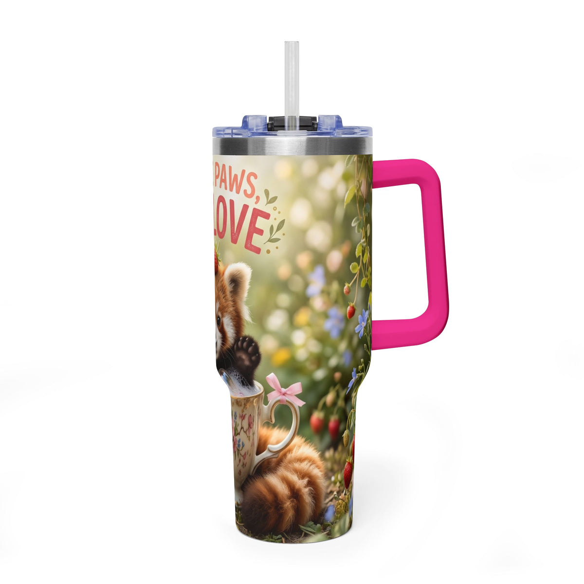 Little Paws Big Love Red Panda 40oz Vacuum Thermal Tumbler