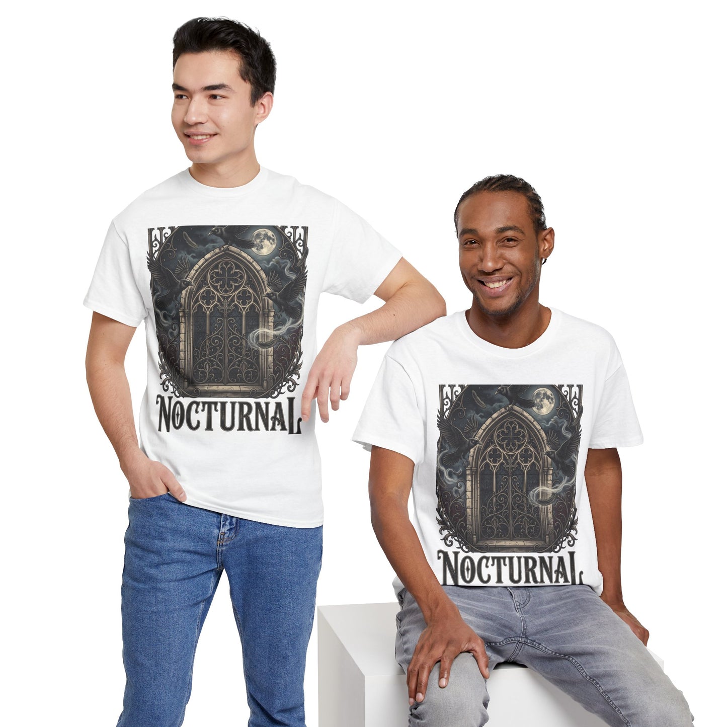 Nocturnal Gothic Tee — Moonlit Cathedral Night Owl Graphic T-Shirt
