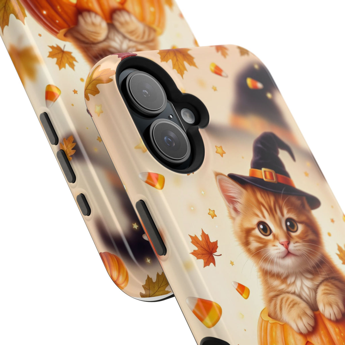 Halloween Kitten Pumpkin Phone Case — Magnetic Impact-Resistant