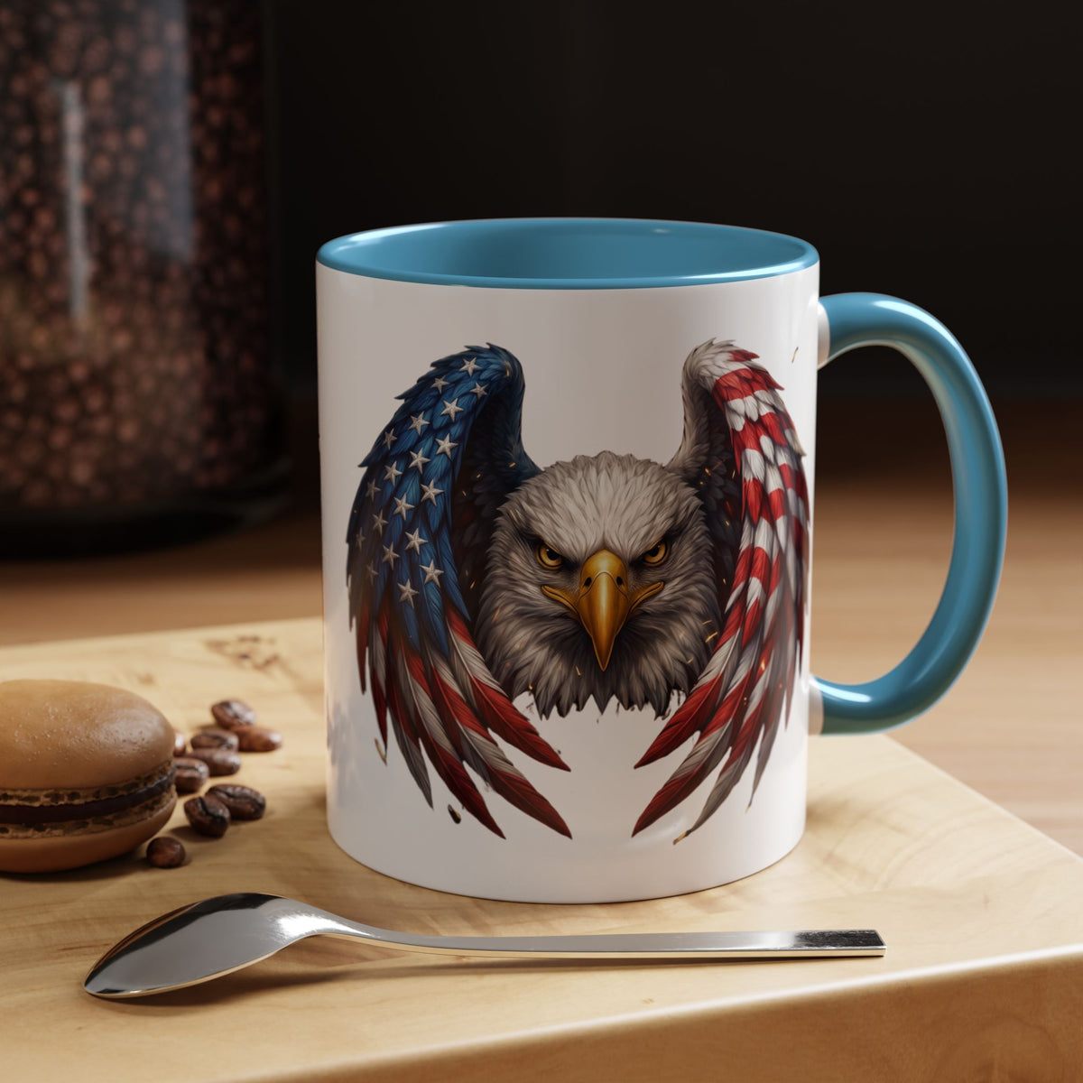American Flag Eagle Coffee Mug – Patriotic Bald Eagle Accent Mug (11/15 oz)