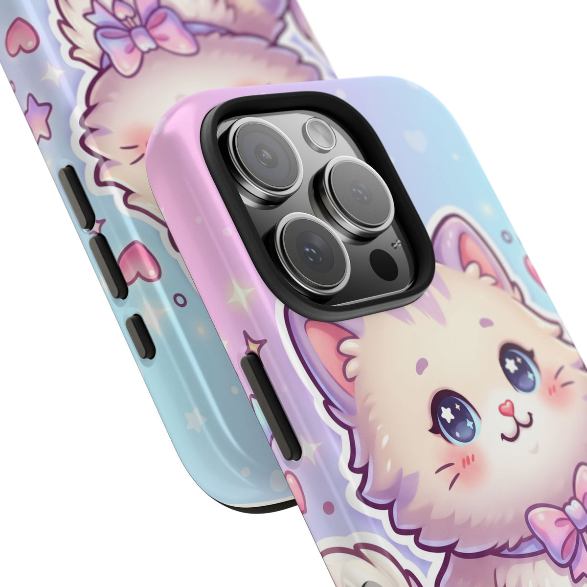 Cute Pastel Kawaii Kitten Tough Phone Case — Cute Cat with Bow Protective Cover