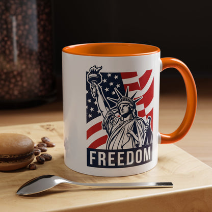Freedom Statue Accent Coffee Mug — Patriotic Liberty 11/15oz
