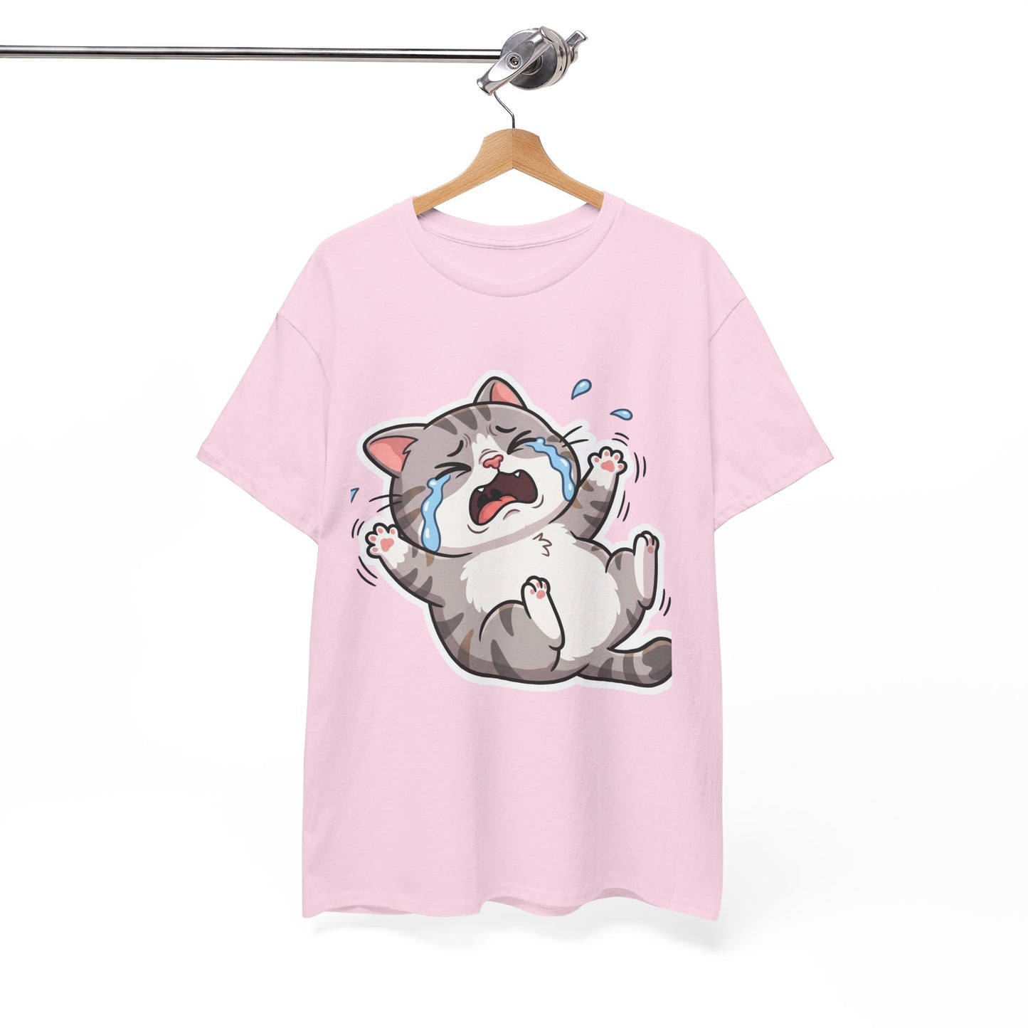 Crying Cartoon Cat T-Shirt — Cute Kawaii Kitten Graphic Tee
