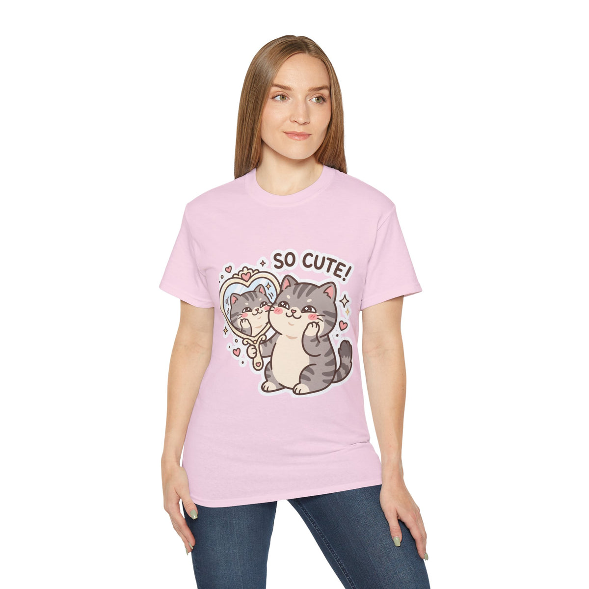 Cute Cat Mirror Tee - "So Cute!" Kawaii Cat T-Shirt