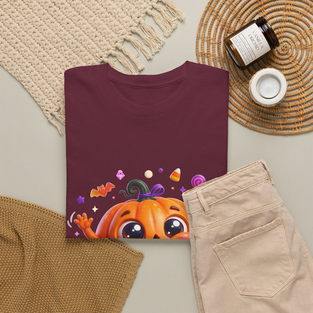 Halloween Pumpkin T‑Shirt — Happy Jack-O'-Lantern Candy Graphic Tee