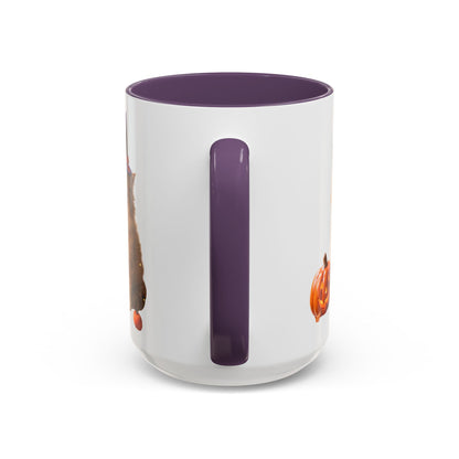 Halloween Cat Coffee Mug with Witch Hat and Pumpkin