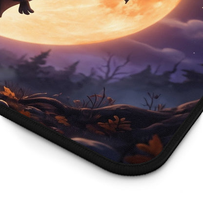 Cute Halloween Bat Desk Mat – Moonlit Pumpkin Office Mouse Pad