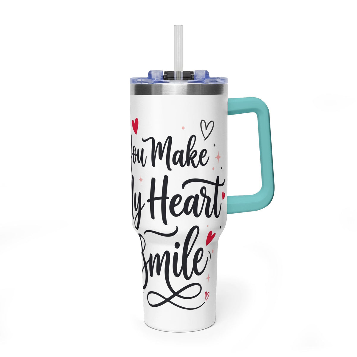 40oz Love-Themed Thermal Tumbler with Handle