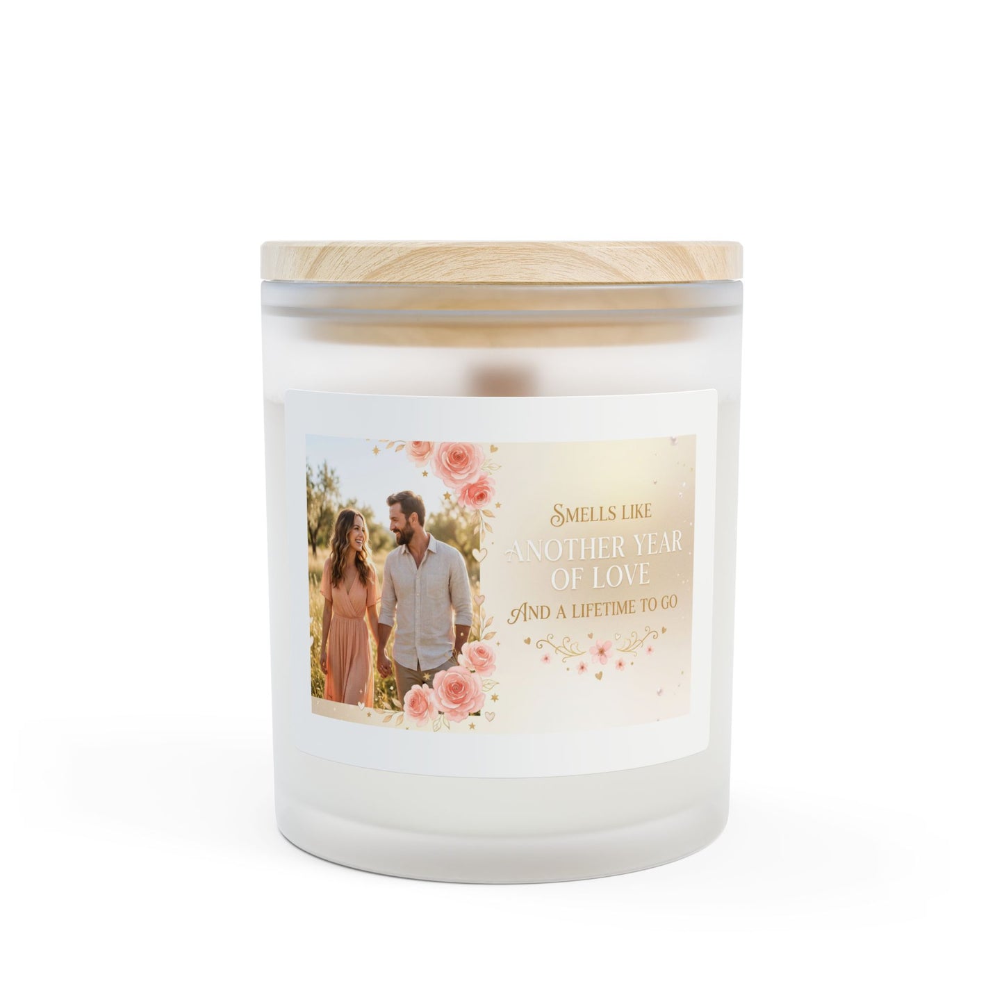 Personalized Photo Frosted Glass Candle – "Smells Like Another Year of Love" 11oz