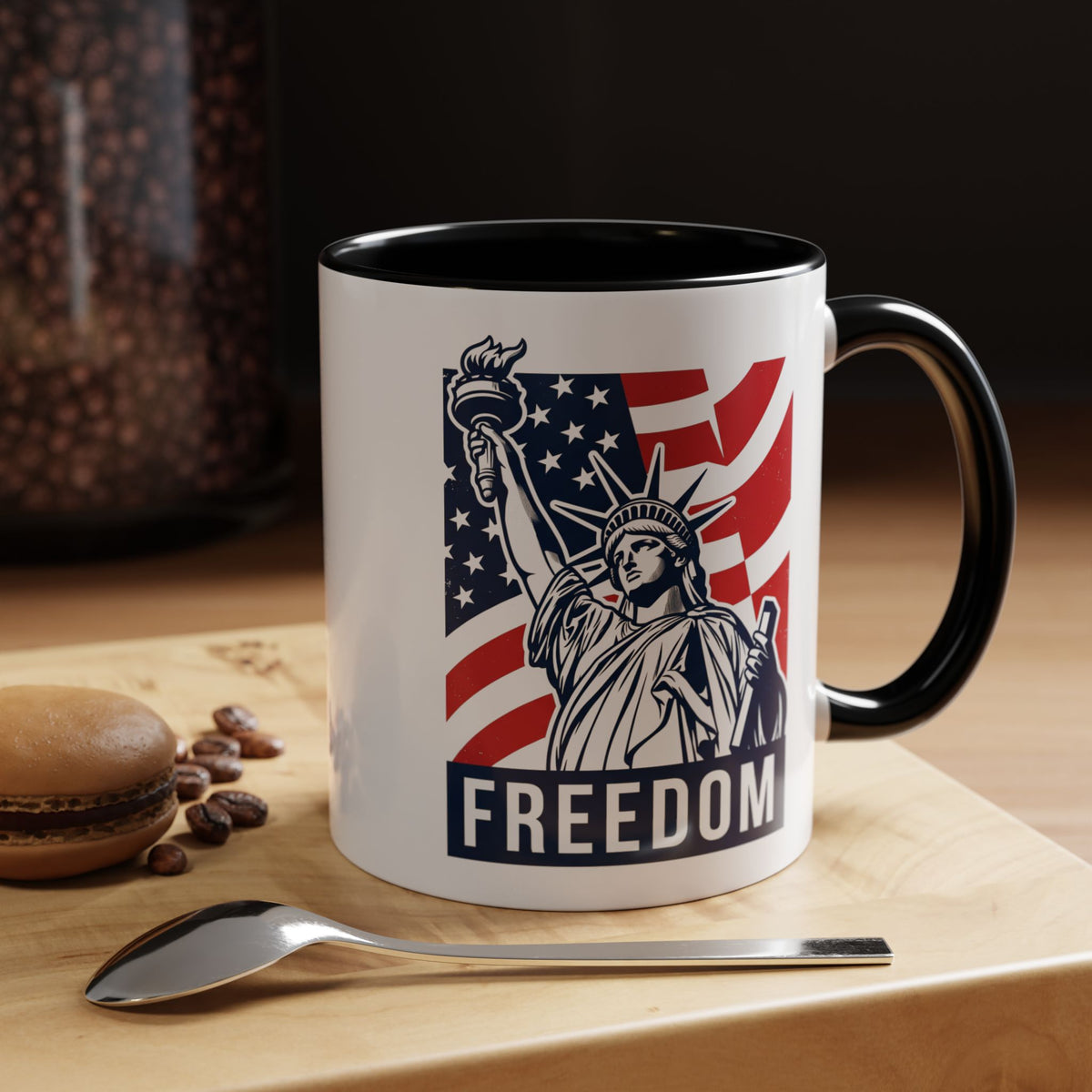 Freedom Statue Accent Coffee Mug — Patriotic Liberty 11/15oz