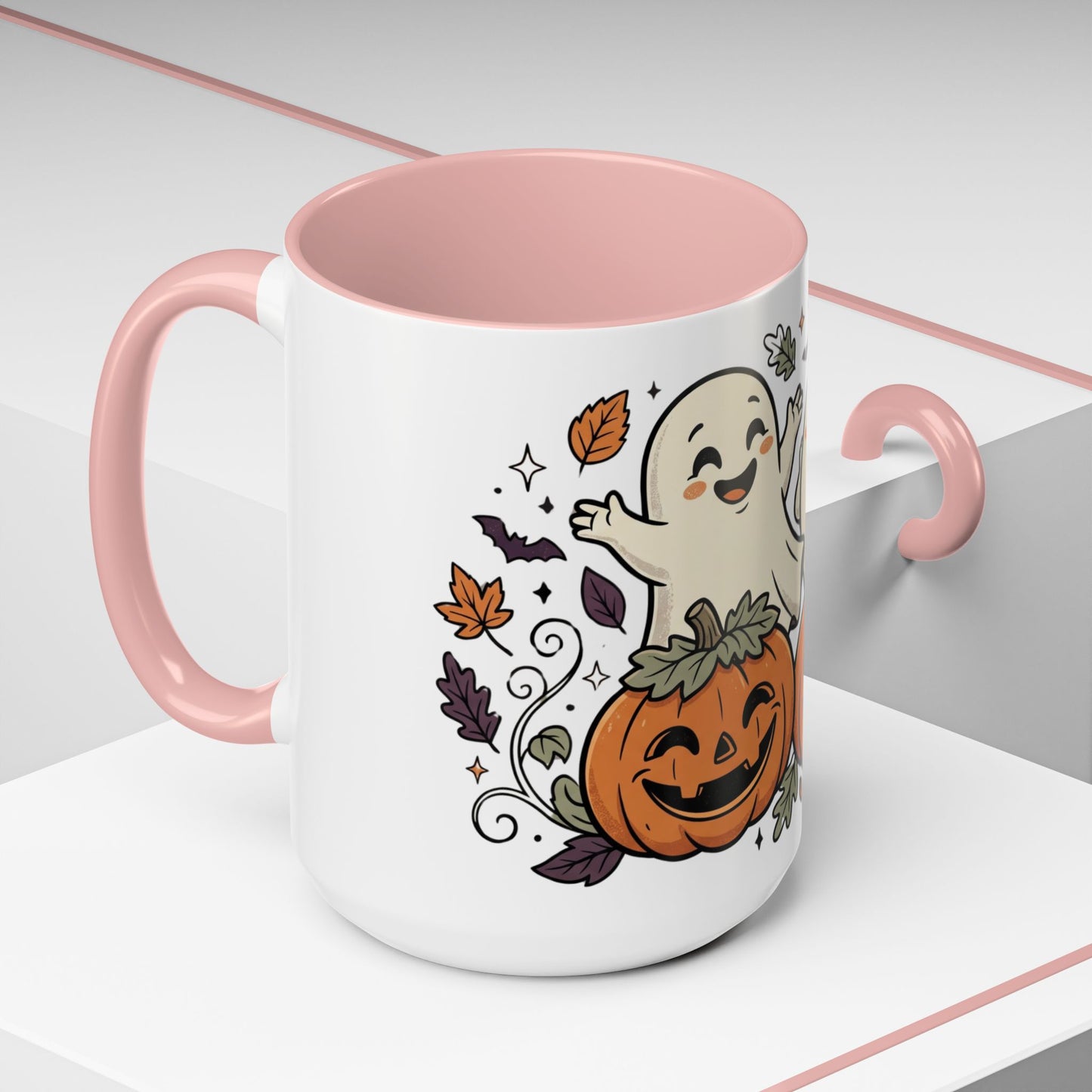 Halloween Ghosts & Pumpkins Coffee Mug — Cute Spooky Accent Mug (11/15oz)