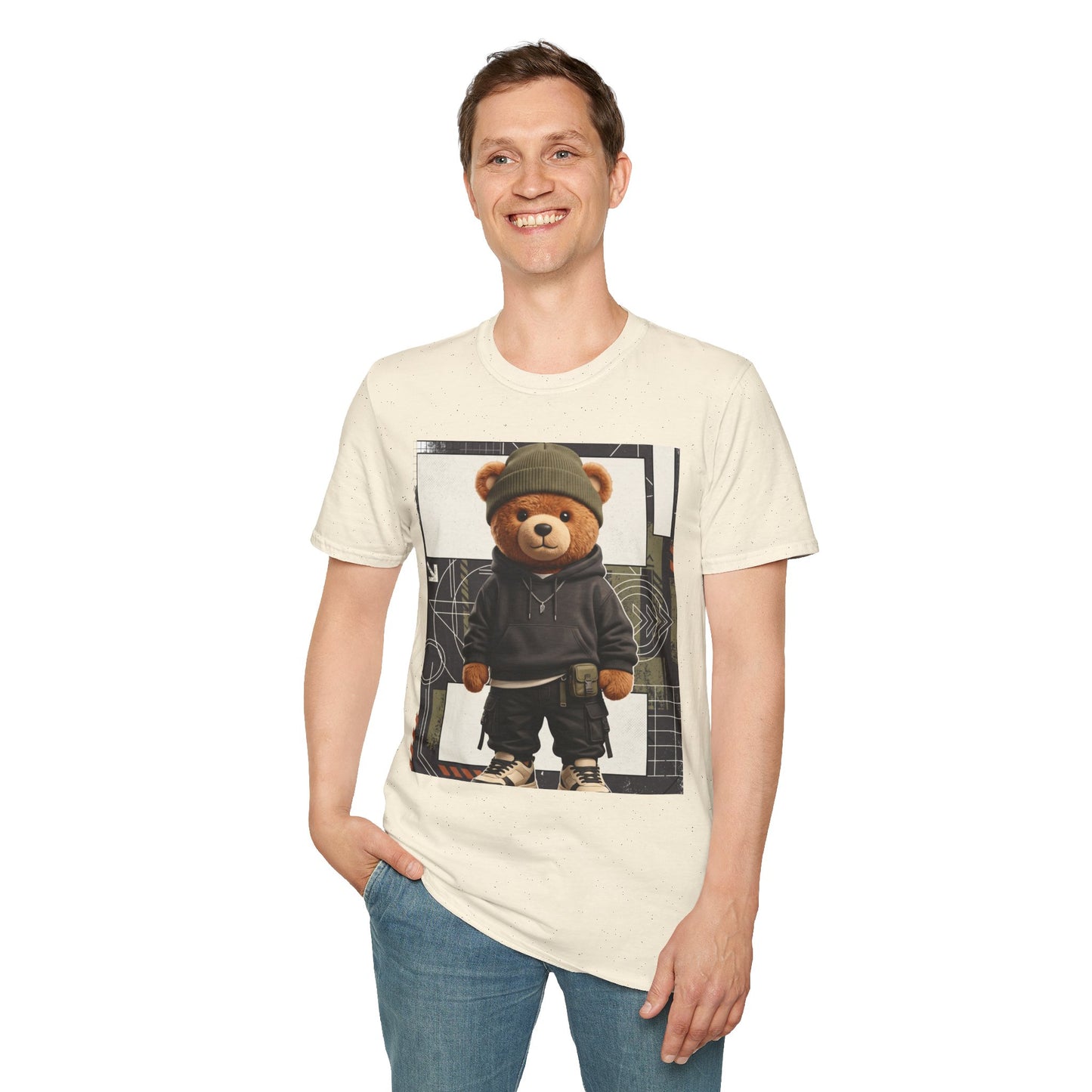 Teddy Bear Graphic T-Shirt — Streetwear Teddy in Beanie & Hoodie