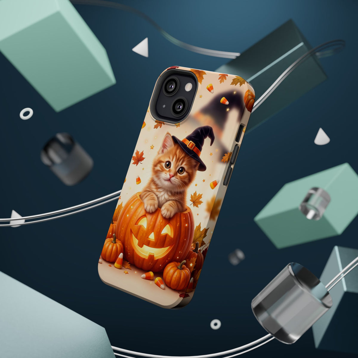 Halloween Kitten Pumpkin Phone Case — Magnetic Impact-Resistant