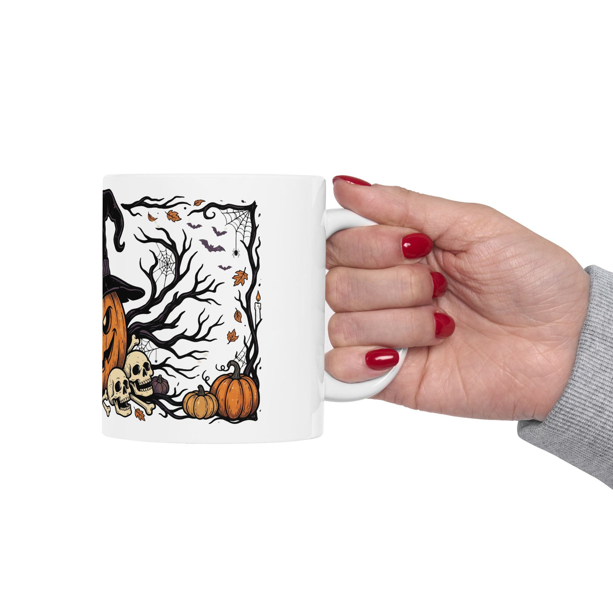 Halloween Pumpkin Witch Mug — Spooky Jack-O'-Lantern Ceramic Coffee Cup (11oz, 15oz)