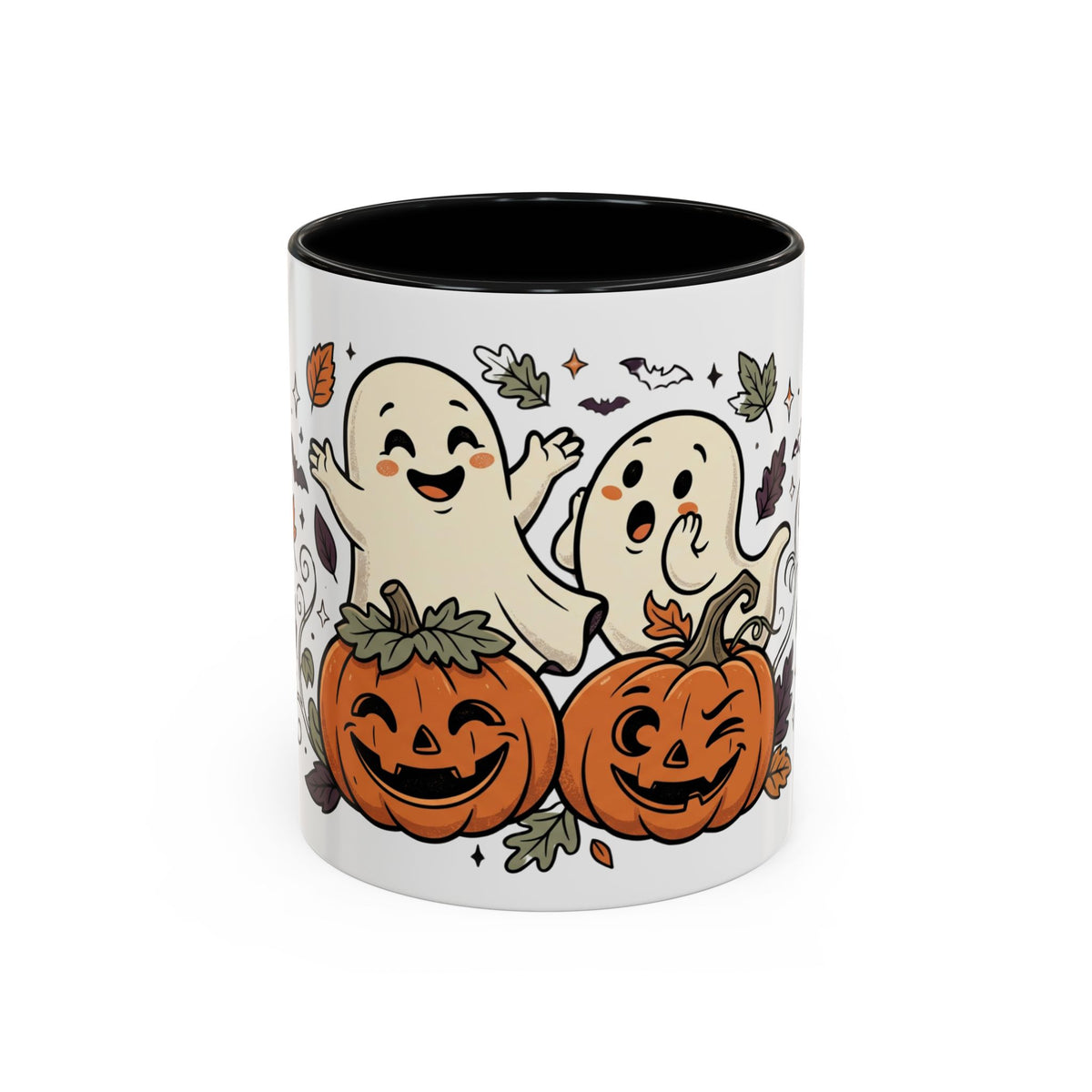 Halloween Ghosts & Pumpkins Coffee Mug — Cute Spooky Accent Mug (11/15oz)