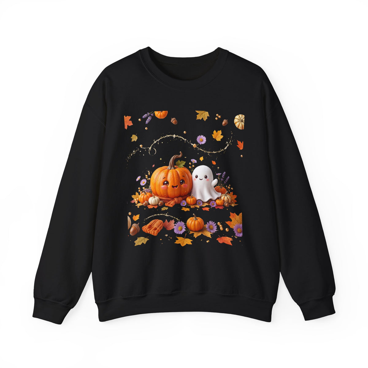Halloween Pumpkin & Ghost Crewneck Sweatshirt