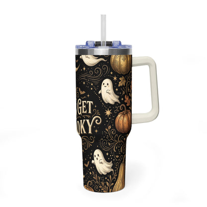 Let’s Get Spooky Halloween Ghosts & Pumpkins 40oz Thermal Tumbler