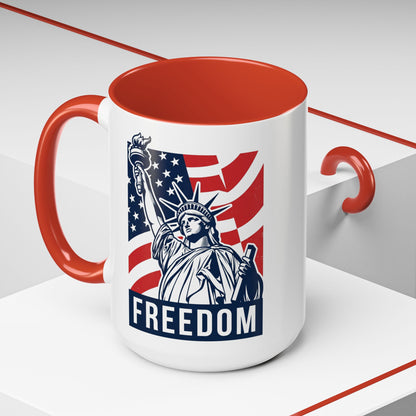 Freedom Statue Accent Coffee Mug — Patriotic Liberty 11/15oz