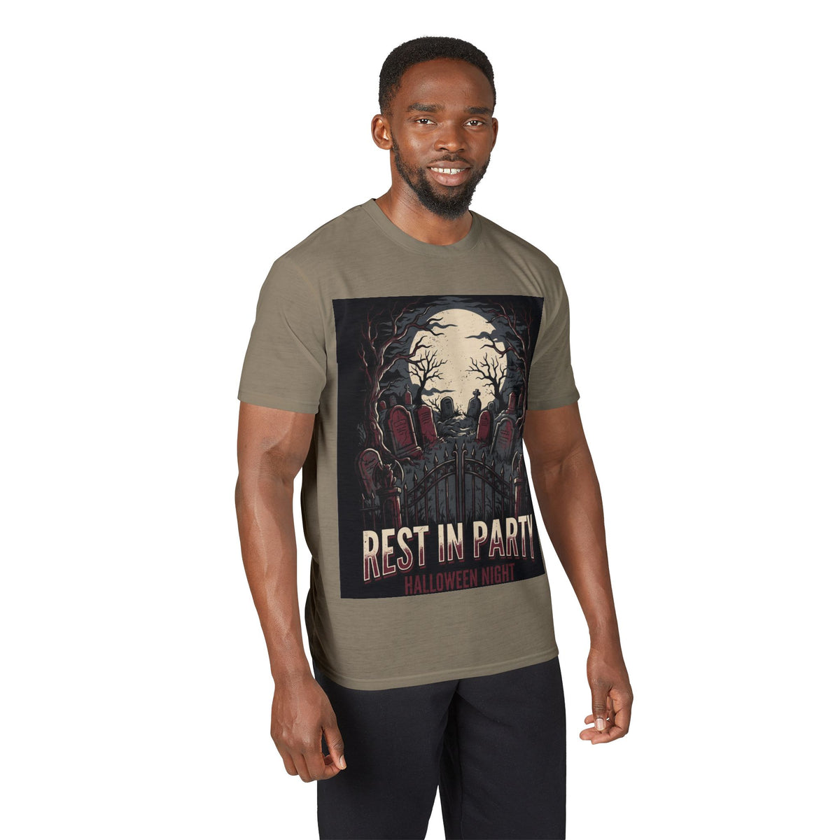 Rest in Party Halloween T-Shirt — Graveyard Skeletons Moonlight Tee