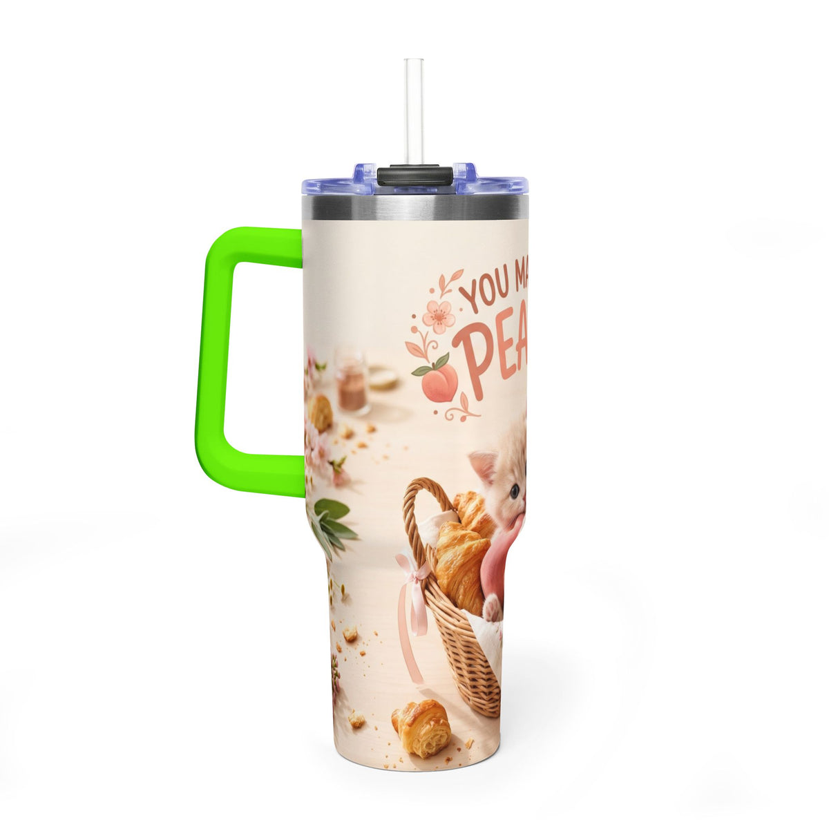 You Make Life Peachy Cat 40oz Travel Tumbler