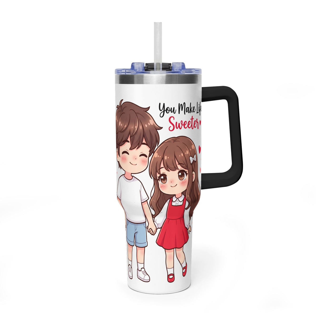 Cute Blushing Boy 40oz Vacuum Thermal Tumbler