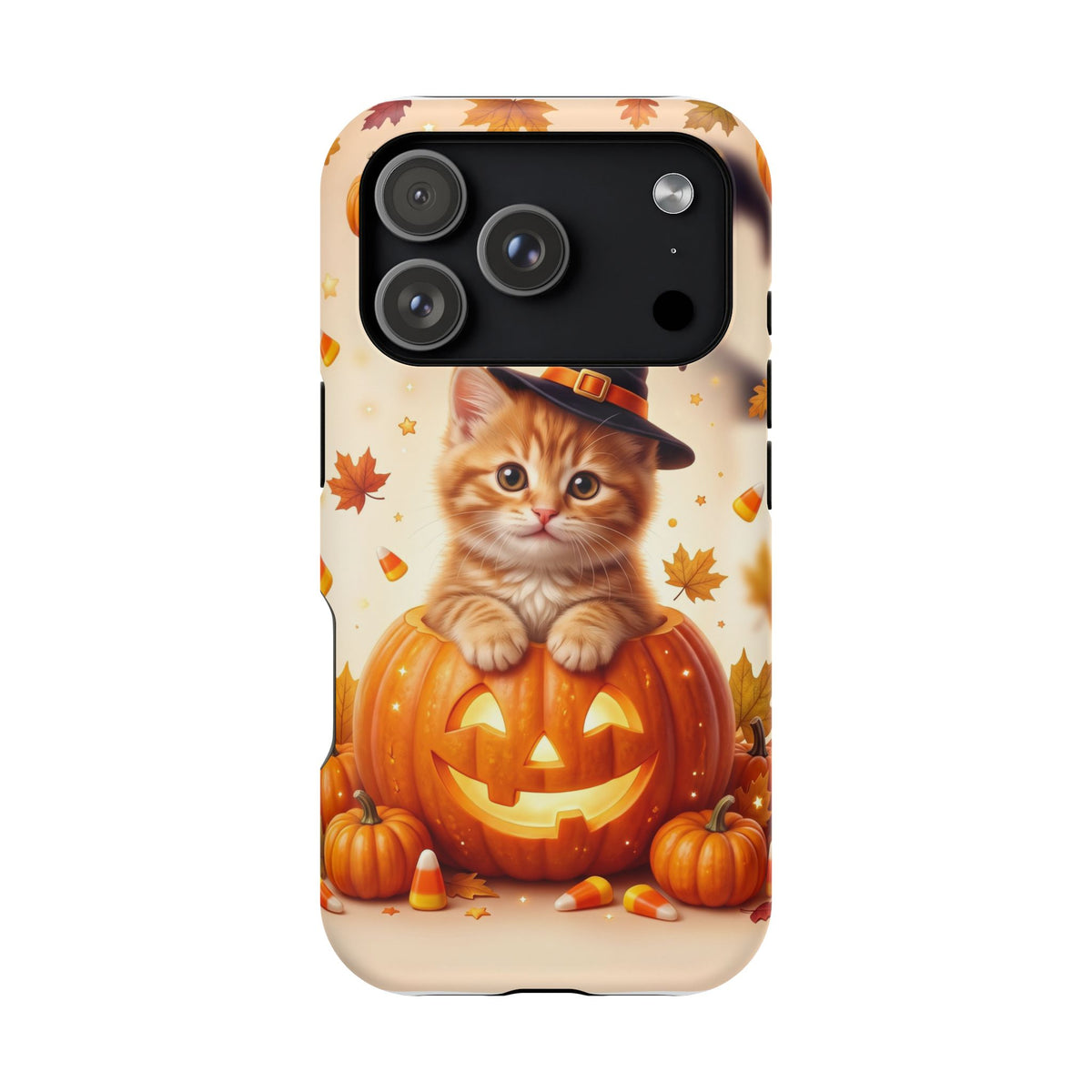 Halloween Kitten Pumpkin Phone Case — Magnetic Impact-Resistant