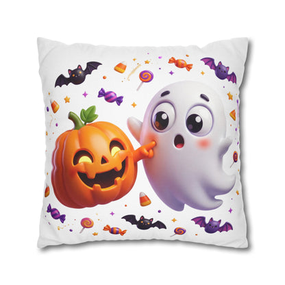 Halloween Ghost & Pumpkin Throw Pillowcase - Cute Spooky Decor