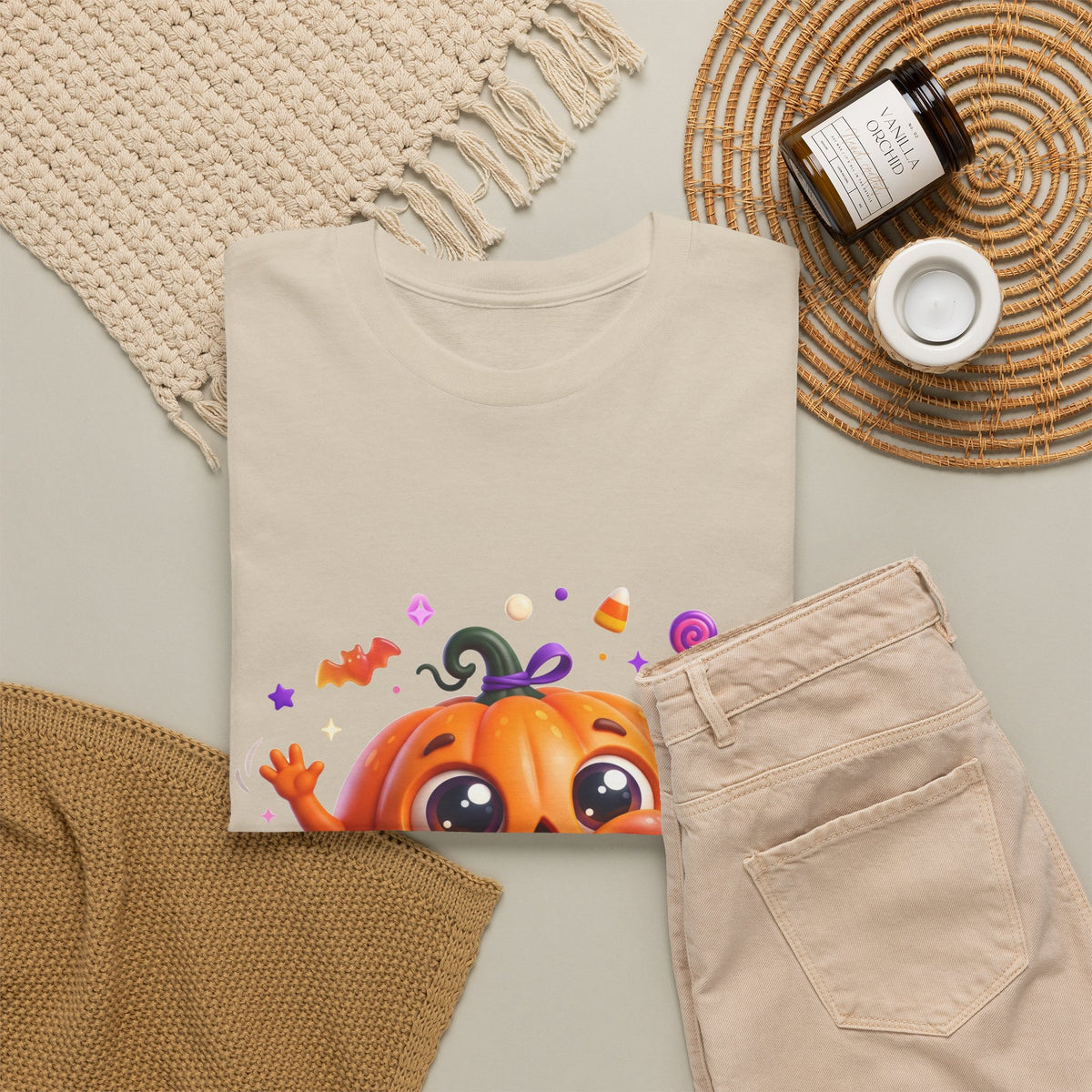 Halloween Pumpkin T‑Shirt — Happy Jack-O'-Lantern Candy Graphic Tee