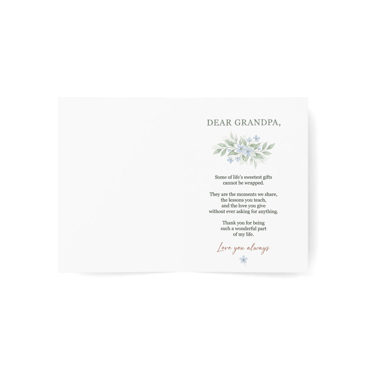 Grandpa Greeting Card – “Your Love Helps My Heart Grow” Floral Appreciation Card
