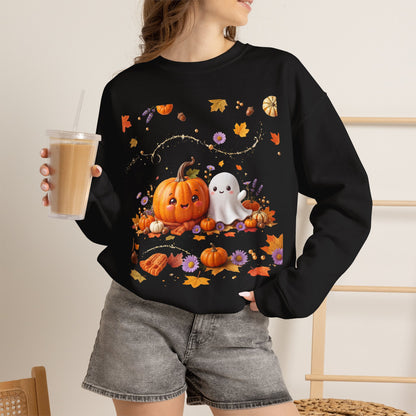 Halloween Pumpkin & Ghost Crewneck Sweatshirt