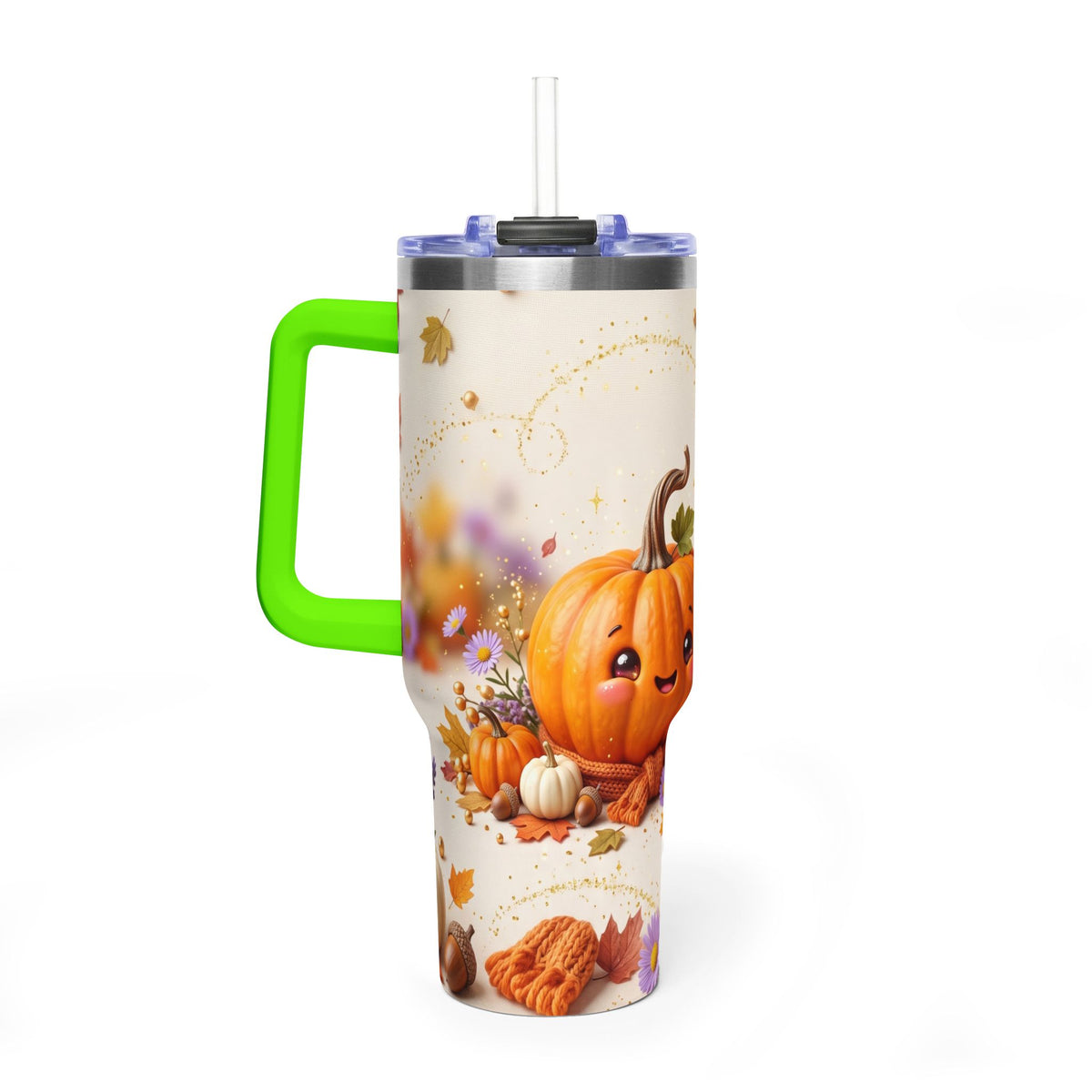40oz Halloween Cat Vacuum Tumbler with Pumpkin